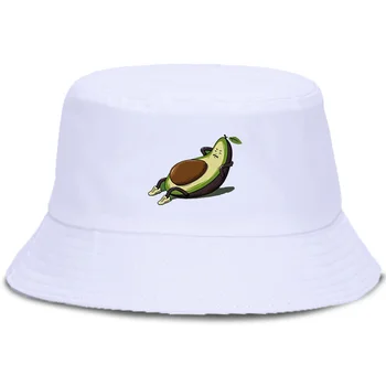 Karikatūra Avokado Kawaii Vīriešu un Sieviešu Brīvā laika Modes Zvejnieka Cepure Panama Balta Cepure Spaiņa Cepuri, Hip Hop Zvejas Cepures