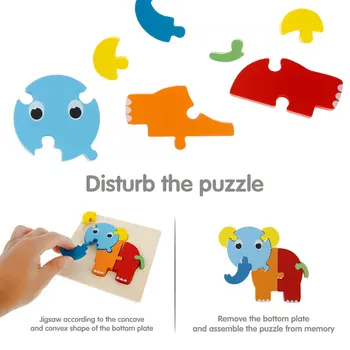 Karikatūra Dzīvnieku 3D Puzles Bērnu Rotaļlietas Koka Rotaļlieta Puzzle Izlūkošanas Kids Izglītojošās Bērniem Tangram Formas Mācību Jigsaw Rotaļlietas