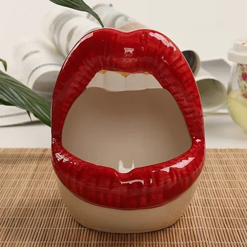 Karikatūra gudrs pelnu trauku modes lūpu formas keramikas radošā tendence mājās personības pelnu trauku keramisko pelnu trauku smēķēšanas piederumi