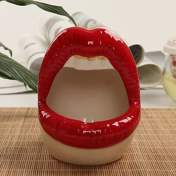 Karikatūra gudrs pelnu trauku modes lūpu formas keramikas radošā tendence mājās personības pelnu trauku keramisko pelnu trauku smēķēšanas piederumi