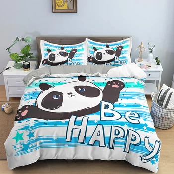 Karikatūra Panda Modelis Gultas Komplekti Dzīvnieku Sega Sedz, Gultas Veļa, Gultasveļa Twin/Queen/King Size Bed, Istabas Bērnu Gultas