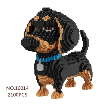 Karikatūra Suns Mini Ēka, Ķieģeļu Dachshund Modeli dzīvnieku Bloku Komplekti, Rotaļlietas Bērniem Dāvanas Suņu Mājdzīvnieki