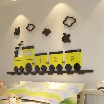Karikatūra Vilcienu DIY Sienas Uzlīmes Bērnu Istabas, Guļamistabas Apdare 3D Akrila Sienas Uzlīme, Sienas Uzlīmes Plakātu Mākslas Mājas Dekoru