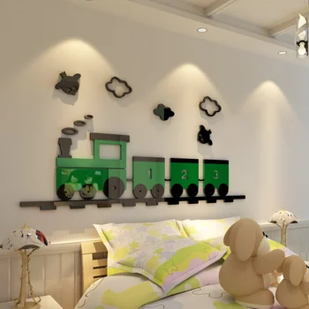 Karikatūra Vilcienu DIY Sienas Uzlīmes Bērnu Istabas, Guļamistabas Apdare 3D Akrila Sienas Uzlīme, Sienas Uzlīmes Plakātu Mākslas Mājas Dekoru
