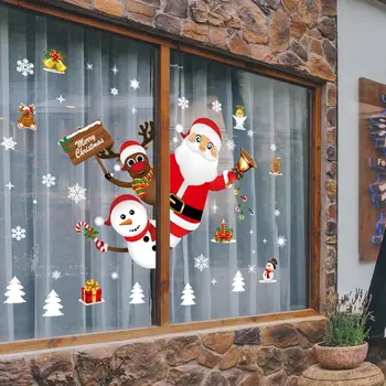 Karikatūra Ziemassvētku Uzlīmes Logā Vitrīna Noņemams Santa klaus Sniegavīrs Mājas Dekoru Decal Līmi Jaunais Gads Stikla Sienas