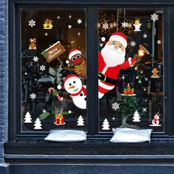 Karikatūra Ziemassvētku Uzlīmes Logā Vitrīna Noņemams Santa klaus Sniegavīrs Mājas Dekoru Decal Līmi Jaunais Gads Stikla Sienas