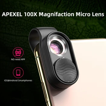 KARSTI Apexel 100X Makro Tālrunis Objektīvs fish Eye (Zivs acs Objektīva Led Gaismas Mikroskopa Lēcas Kabatā iPhone X Xs Max Visiem Samsung Viedtālrunis
