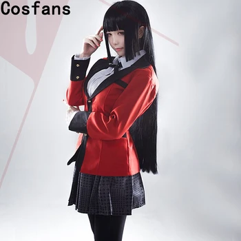Karstā Atdzist Cosplay Kostīmi Anime Kakegurui Yumeko Jabami Japāņu Skolas Meitenes Vienotu Pilns Komplekts Jaka+Krekls+Svārki+Zeķes+Kaklasaite