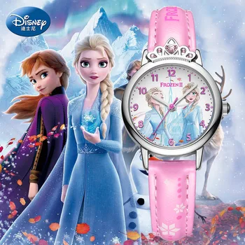 Karstā Disney Saldēti Skatīties Meitenes Elsa Princese Bērniem Pulksteņu Ādas Siksniņas Bērniem, Multiplikācijas filmu rokas pulksteņi Dāvanas Bērniem bērnu rotaļu