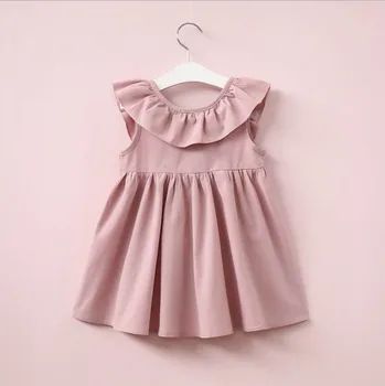 Karstā Gadījuma Baby Meitenes Apģērbu Bez Piedurknēm, Atveriet Atpakaļ Kleitas, Vasaras Princese Kokvilnas OutfitsTutu Kleitas Maz Meitene