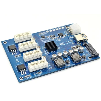 KARSTĀ PCI-E X1, Lai 4PCI-E X16 Paplašināšanas Komplekts 1 Līdz 4 Port PCI Express Slēdzis Reizinātājs HUB 6Pin Sata USB Stāvvadu Karti BTC Miner Mi