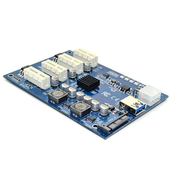 KARSTĀ PCI-E X1, Lai 4PCI-E X16 Paplašināšanas Komplekts 1 Līdz 4 Port PCI Express Slēdzis Reizinātājs HUB 6Pin Sata USB Stāvvadu Karti BTC Miner Mi