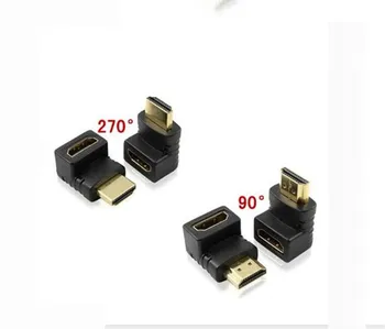 Karstā pārdošanas 90 vai 270 Grādu taisnā Leņķī Zelta pārklājumu HDMI Adapteris tipa Sieviešu un Vīriešu 1080p 3D TV HDTV 300pcs/daudz