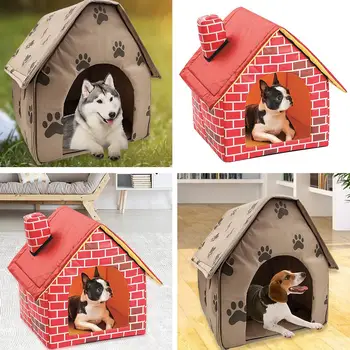Karstā Pārdošanas Dog House Multi-function Hit Krāsu Salokāms Kaķu Nams Maza Nospiedumu Pet Gulta Telts Kucēns Audzētava Iekštelpu Suņu Mājas