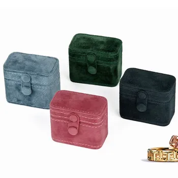 Karstā pārdošanas mini pogu, rotaslietu kaste modes Pu/flannelette gredzenu lodziņu pāris gredzens, auskari kulons lodziņā Aproces uzglabāšanas kaste 6.5x3.8x5cm