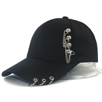 Karstā Pārdošanas Modes Dzelzs Gredzenu Bumbu Cepures Regulējams Beisbola cepure, cepures modes snapback cepures sievietēm, saules cepure vīriešiem