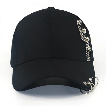 Karstā Pārdošanas Modes Dzelzs Gredzenu Bumbu Cepures Regulējams Beisbola cepure, cepures modes snapback cepures sievietēm, saules cepure vīriešiem