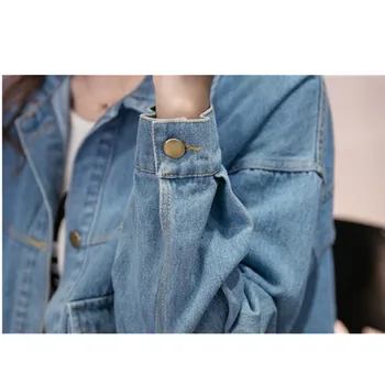 Karstā pārdošanas pavasara rudens sieviešu džinsu jaka zaudēt garām piedurknēm sievietēm outwear gadījuma Sieviete viena-krūšu džinsa jaka pamata mētelis
