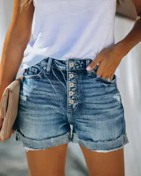 Karstā pārdošanas sieviete vasaras džinsa šorti ikdienas augsta vidukļa krokainajām džinsi, bikses, modes Ripped bikses XS-XL Piliens kuģniecība