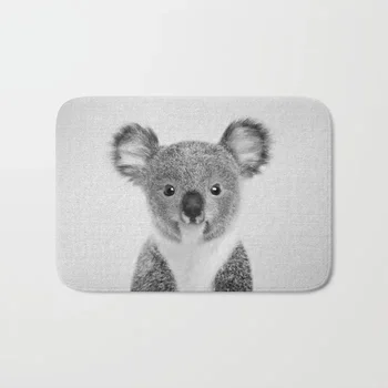 KARSTĀ Vannas istabas Paklāji Baby Koala Melnā Pirts Mat Flaneļa Absorbents, kas Nav Slīdēšanas Doormat Ieejas Durvis Vannas Paklāju