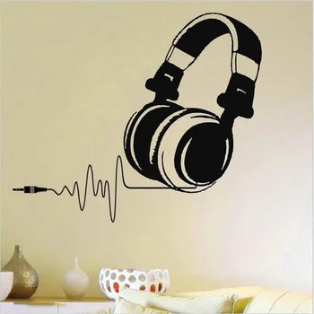 Karstā Vinila Sienas Uzlīmes, DJ Austiņas Audio Mūzikas Pulsa Decal Mākslas Mūra Mājas Apdare Noņemams Sienas Uzlīmes Mūzikas fani