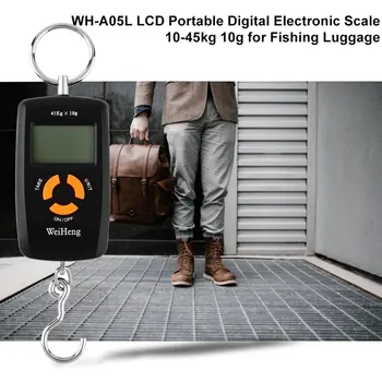 Karstā visā Pasaulē WH-A05L LCD Pārnēsājamo Digitālo Elektronisko Skala 10-45kg 10g Zvejas Bagāžas drop shipping