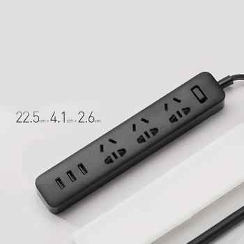 Karstā Xiaomi Mi Smart Home Jaudas Sloksnes Elektrības Kontaktligzda 3 Porti 3 USB Ligzdas Standarta Plug Interfeisu Paplašināšanu ES, ASV Kontaktligzdas, Kontaktdakšas