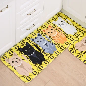 Kawaii Laipni Grīdas Paklāji Dzīvnieku Kaķis Iespiesti Vannas istaba Virtuves Paklāji Doormats Kaķis Grīdas Paklājs, lai Dzīvojamā Istaba Anti-Slip Tapete