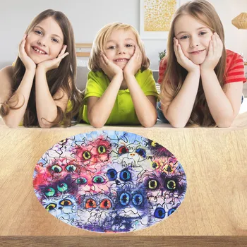 Kaķi modelis Koka Puzzle Spēle, Unikālas Formas Gabalus 3D Dzīvnieku Jigsaw Puzzle Rotaļlietas Dāvanām Pieaugušajiem & Bērni игркшки для детей 2021