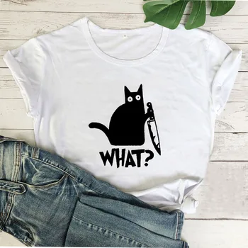 Kaķis, Ko T Krekls Nāvējoši Kaķis Nazis Funny T krekls Sievietēm, O-veida kakla Poleras Mujer Brīvs T Kokvilnas Sieviešu Black Tee Kreklu Femme