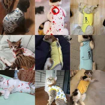 Kaķu Apģērbu Ķirurģijas Atgūšanas Tērps Vēdera Brūces, Ādas Slimības Pēc Operācijas Valkāt Soft light-Weight