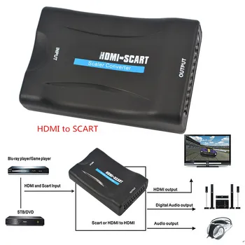 Kebidu 1080P SCART uz HDMI-saderīgam Converter Video, Audio Adapteris, AV Signāla Adapteri, HD Uztvērējs, TV, DVD HDMI-com