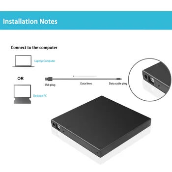 Kebidumei Slim Ārējo Noņemamo 12.7 mm Optisko Disku, Lietu Vāku ar USB 2.0 Laptop, Notebook