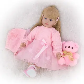 KEIUMI 24 Collu Atdzimis Lelles 60 cm Silikona vinila rozā Princese Meitene Baby Lelle Pārdošanai, Etniskā Lelle Mazulis Dzimšanas dienu Xmas Dāvanas