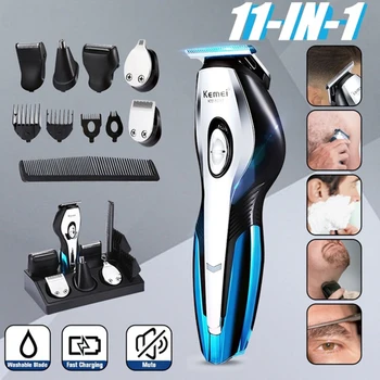 Kemei Elektriskā HairTrimmer Vīriešiem Clipper USB Lādējams Matu Griezējs Bārdu Deguna Trimmeris Skuveklis
