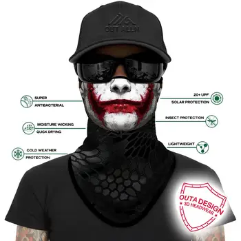 Kempings Faceshiled 3D Joker Sejas maks Zvejas galvas apsējs Poliesters, Elpojošs Sejas aizsargu Huting Pārgājienu Bandanas Kakla Šalli Gaiter