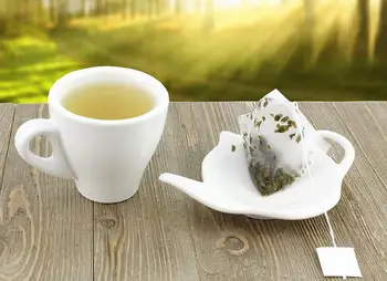 Keramikas tējas maisiņu ēdiens, tējas maisiņu apakštase, lai tējas maisiņu tējas infuser acs