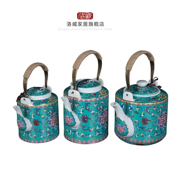 Keramikas tējkanna sadzīves Ķīniešu antīkā pret augstu temperatūru izturīga liela jauda, tējas katlā emaljas krāsas tējkanna teaware 1-2L