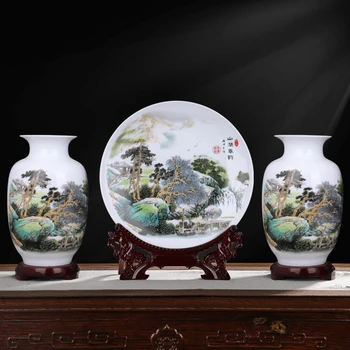 Keramikas Vāze Apdare Jingdezhen jauna, Ķīniešu stila mājas dekorēšana dzīvojamā istaba ziedu kompozīcijas, mazs rokdarbu