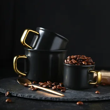 Keramikas zīmes vienkārša kafijas tasi kafijas veikals zelta rokturi matēts itālijas Mokas Kafijas Krūze
