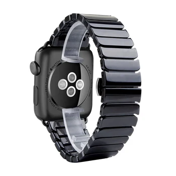 Keramikas šarnīrķēdes Watchband Apple Skatīties Band 6 SE 5 4 3 2 1 38mm 40mm 42mm 44mm iwatch Siksniņa, Nerūsējošā Tērauda Rokas Josta.