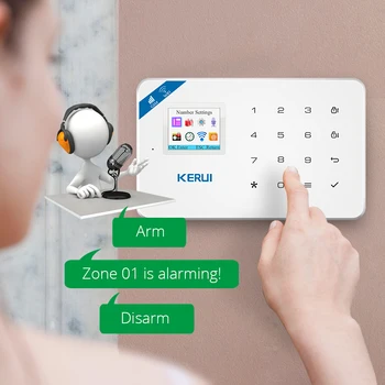 KERUI W18 GSM, WIFI Smart Home apsardzes pakalpojumi, Apsardzes Drošības Signalizācijas Sistēma PIR Kustības Detektors SMS APP Kontroles Uguns, Dūmu Sensors Ar IP Kameras