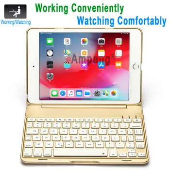 Keyboard Case for Apple iPad mini 5 2019 Vāciņš iPad mini 4 mini5 mini4 A2133 A2124 7 Krāsas, Backlit Bluetooth Klaviatūru Būtiska