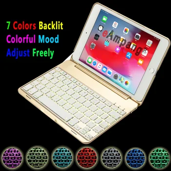 Keyboard Case for Apple iPad mini 5 2019 Vāciņš iPad mini 4 mini5 mini4 A2133 A2124 7 Krāsas, Backlit Bluetooth Klaviatūru Būtiska