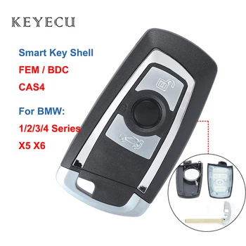 Keyecu CAS4 Smart Tālvadības Auto Atslēgu Čaulas Korpuss ar 3 Pogām BMW FEM / BDC X5 X6 F20 F21 5 Sērija (Shell Tikai)