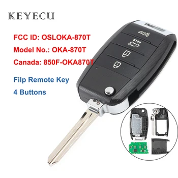 Keyecu Flip/Locīšanas Tālvadības Auto Taustiņu 4 Pogas Kia Forte 2013 2016 FCC ID: OSLOKA-870T Modeļa Nr: OKA-870T