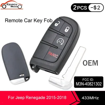 KEYECU OEM Tuvumā Smart Remote Auto Atslēgu Fob 433MHz 4 Pogas 4A Jeep Renegade 2016 2017 2018 FCC ID: M3N-40821302