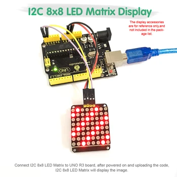 Keyestudio Sarkano Krāsu, Kopēju Katodu I2C 8*8 LED dot Matrix modulis HT16K33 par Arduino /Aveņu Pi/AVR/STM32