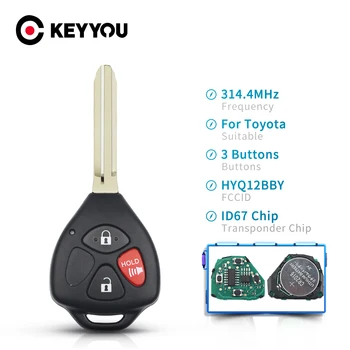 KEYYOU 3 Pogu Smart Remote Auto Atslēgu Fob 314.4 Mhz HYQ12BBY ID67 Mikroshēmu Toyota RAV4/Hilux/Camry Automašīnu, Auto Tālvadības Contol Atslēga
