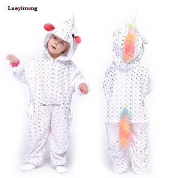 Kigurumi Bērnu Pidžamas Unicorn Onesie Bērniem, Zēns, Meitene Ziemassvētku Pyjama Dūriens Panda Jumpsuit Ziemas Dzīvnieku Liocne Sleepwear